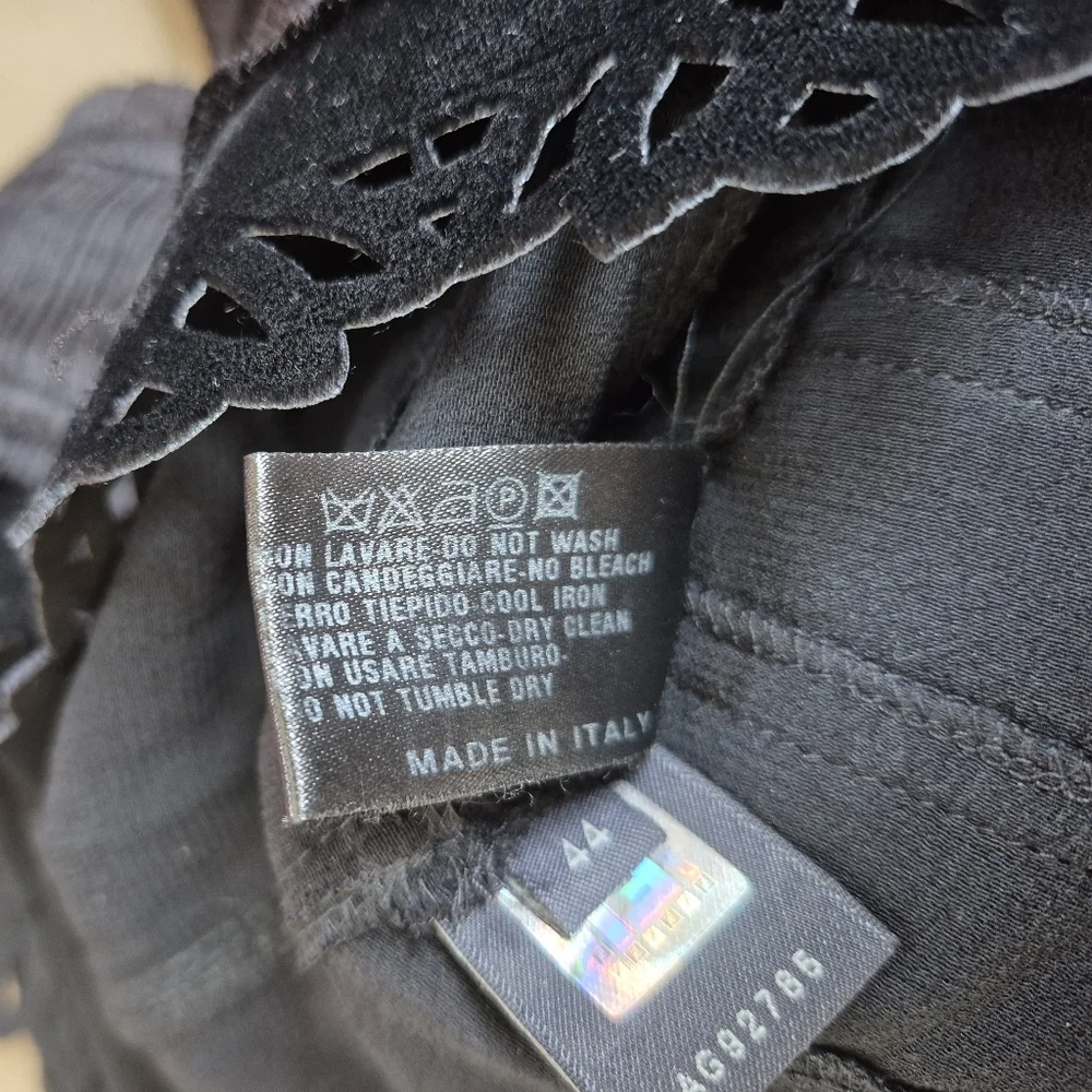 FENDI Dress Black Pleated Silk V Neck Ruffle 3/4 Sleeves RARE Italy Size 44 (8) - Picture 11 of 15